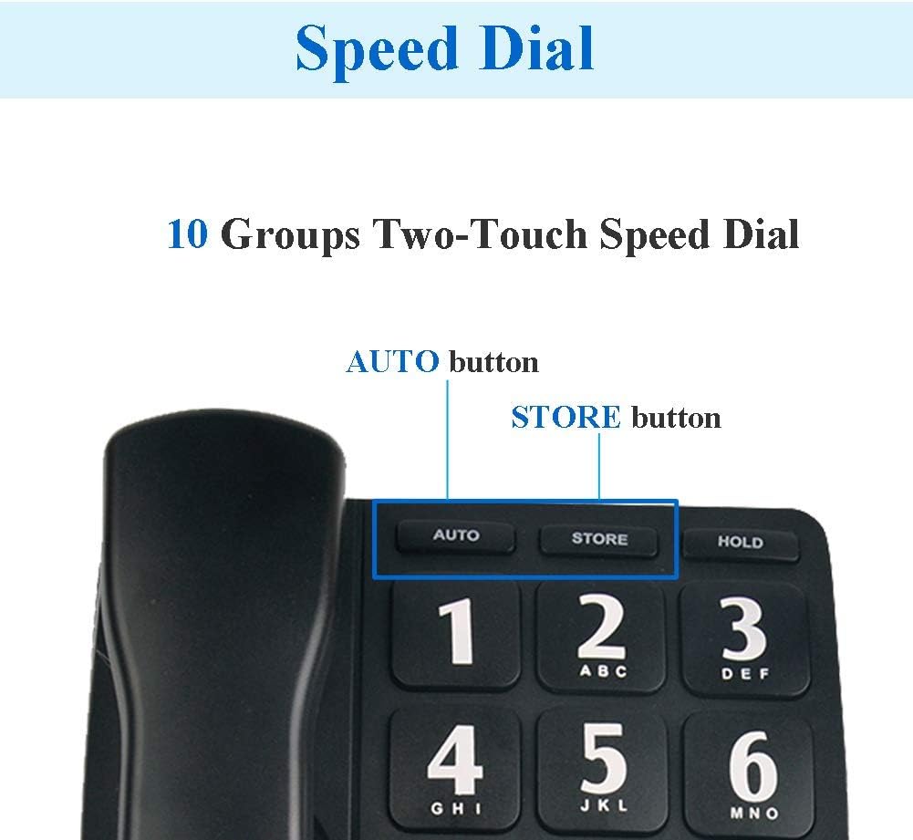 Big Button Phone for Elderly, HePesTer P-02 Amplified Corded Phone for Hearing Impaired Aid with Extra Loud Ringer Landline Telephone for Seniors Home House Phone Wall Mountable